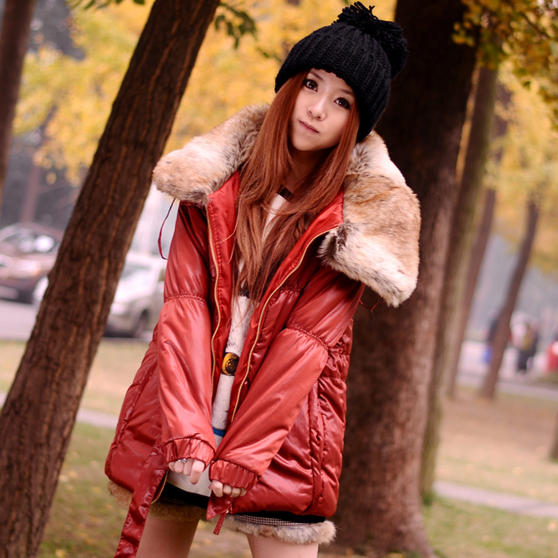 大毛领可爱棉衣 长棉衣