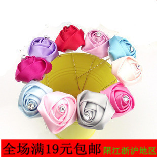  玫瑰发簪 新娘结婚盘发发簪手工头花花朵 头饰发饰饰品批发