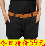 特价新款韩版显瘦大码女士秋冬季西装毛呢加厚短裤靴裤热裤黑色