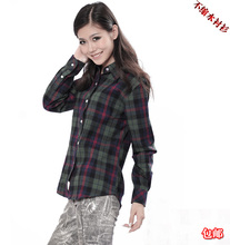 Firstsight◆正品英伦女款大码纯棉不缩水加厚磨毛长袖格子衬衫衣