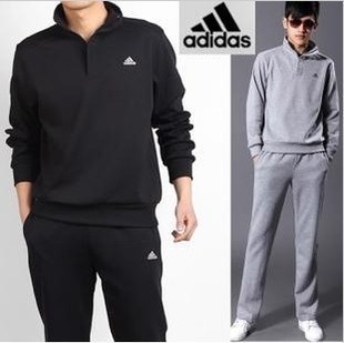  春秋装运动套装男装立领卫衣长袖加绒加大码运动服纯棉运动休闲服