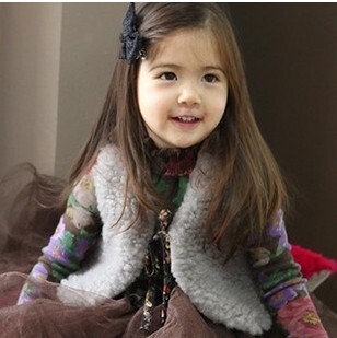  冬款韩国童装女童毛毛绒两面穿儿童夹棉背心儿童马甲宝宝背心