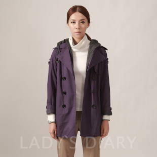 <span class=H>女性</span><span class=H>日记</span>2012春装新品 风姿假两件连帽全棉长款<span class=H>风衣</span>132064Y