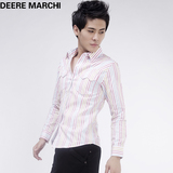 DEERE MARCHI迪尔马奇 时尚休闲条纹纯棉长袖男士衬衫DM507