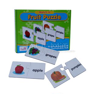 儿童拼图 启蒙水果单词拼图玩具 学习英语单词