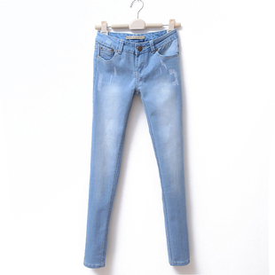 2012 new wild light washed skinny skinny cat small cylindrical jeans women's trousers WK1074