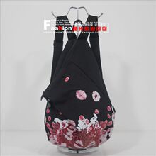 黑眼睛女包漂流木花木马麦包包帆布 荷*双肩背包黑色红花秒杀清仓