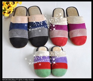  秋冬室内家居儿童拖鞋高档真皮男童女童棉拖鞋牛筋底亲子拖鞋