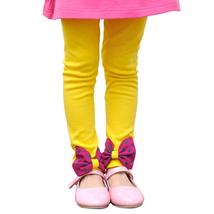  七彩猪童裤蝴蝶结儿童长裤 女童打底裤 春秋款童装儿童打底裤