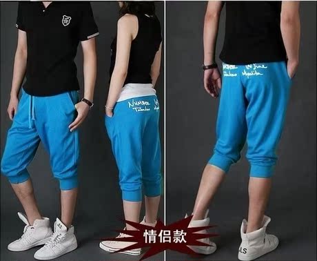 2014新款 情侣休闲七分<em>短裤</em> <em>运动</em>男<em>短裤</em>后<em>英文</em>