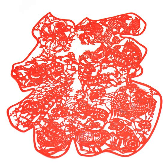 中国特色创意礼品 民间工艺怀旧生日礼品 十二生肖纳福剪纸窗花