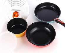 正品-赛普瑞斯 可拆卸炫彩陶瓷不粘锅6件套 韩国进口所有灶具