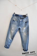 American Eagle 美国鹰 AE正品 boyfriend破洞大码宽松九分牛仔裤