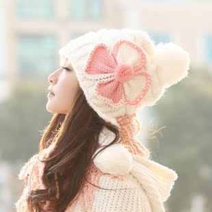  亚黎顿帽子 女 秋冬季韩版蝴蝶毛线帽子 女 冬天护耳针织女士帽子