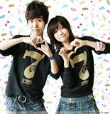韩版09时尚t恤个性长袖韩国购新款装特价双7烫金印花情侣装  黑色
