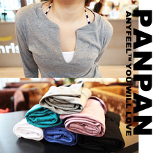 【PANPAN】TS-083 一定要推荐的磨毛棉挖领长袖打底衫 6色哦