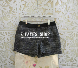 1226日本原单 秋冬新款 粗花呢 拼接<em>短裤</em> - 画皮
