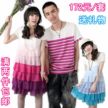<span class=H>个性</span>玫提斯ql夏季情侣装2012新款情侣T恤亲子夏装女裙子短袖韩版