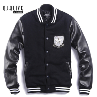  新款韩 加厚棒球服棉衣 男 有加肥加大码OJALIVE棒球衫 棉服 M09