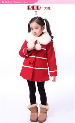 标题优化:冬款韩版童装 加厚毛呢大衣 女童毛领大衣儿童呢子风衣外套