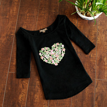 依迪菲专柜正品 舒适莱卡棉 心形花朵 休闲淑女中袖T恤FJL82B