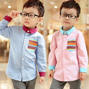  百趣sara 新秋款 儿童绅士长袖衬衫 男童长袖开衫衬衣721001