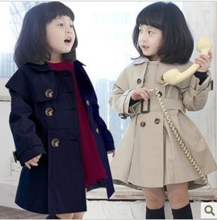  春款 韩版时尚气质女童双排扣风衣/儿童外套大衣