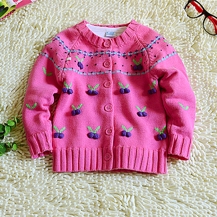2012秋款女童<em>毛衣外套</em>樱桃<em>图案</em>女宝宝百搭针