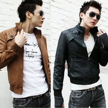 2010秋冬新品 韩版男款 外套 男士潮流时尚立领修身皮衣 男装 P01