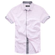 LAX JOY/朗悦男装夏装新款男士英伦风格寸衫全棉短袖衬衫潮男衬衣