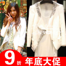 MISS女装2012早春新品金素妍奢华检察官水钻高雅耸肩公主外套现货
