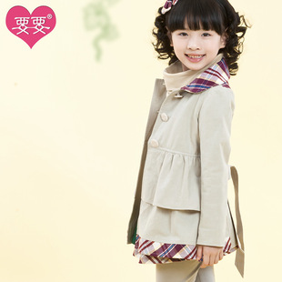  女童外套春装韩版新款儿童风衣纯棉中大童长款大衣童装 要要