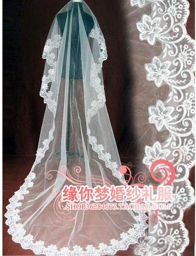 苏州缘你梦婚纱配件刺绣花边头纱超长头纱仅27大头纱长头纱3