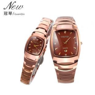  情人节礼物  正品钨钢表男女士手表 玫瑰金 复古 女表 水钻情侣表