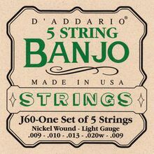 D'Addario J60 5-String Banjo Strings 实体正品现货5弦班卓琴弦