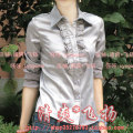 040928 2012春装 衬衫女长袖修身韩版加厚雪纺仿真丝衬衫 女衬衣