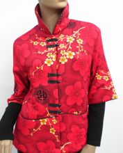 时尚立领碎花薄棉服 七分袖中式<span class=H>唐装</span>小棉衣 女装 短款 清仓处理
