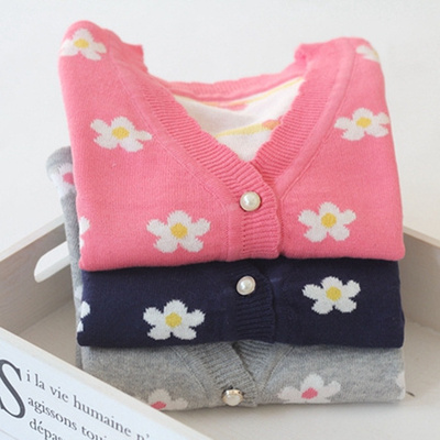 女童装2014春季新款儿童纯棉<em>毛线</em>衣双层提花