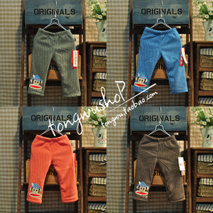   冬款新品 条纹风加棉宝宝打底裤 男女儿童休闲小脚裤 韩版