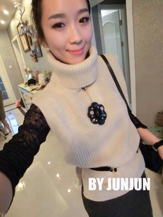 淘宝网微朵衣铺JUNJUN冬装女装<em>无袖高领毛衣</em>