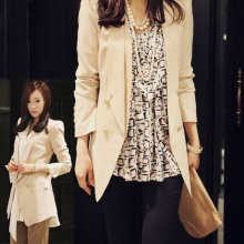 muveil2012新款春装 微耸肩韩版中长款OL 西服小西装女装修身外套