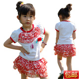 2010夏童装 贝尔兰女童装外贸童装女童套装短袖+裙套装41063