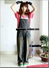 出口香港 潮2012新韩版牛仔裤 显瘦背带裤女 超显瘦阔腿裤喇叭裤