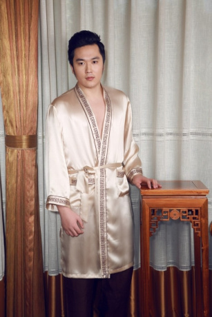 杭州特产丝绸 喜得宝真丝睡衣 男式桑蚕丝夏季