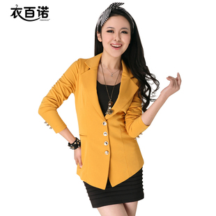  秋装新品小西服 韩版小西装 女 修身中长款西装外套大码女装