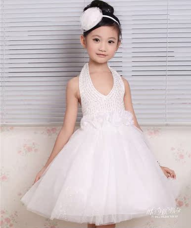 夏季精品童裙 <em>女童挂脖</em>蓬蓬裙<em>连衣裙</em> 花童婚纱