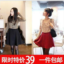 包邮201春秋装短裙子女毛呢短裙蓬蓬裙高腰半身裙半裙太阳裙013