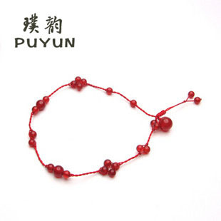  【璞韵】天然水晶脚链/天然红玛瑙脚链/手编红绳脚链