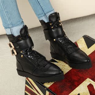  秋季新款亚历山大王鞋 靴 女鞋女单靴 机车靴 流苏靴厚底靴