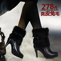 迪狐2011新款女靴 兔毛高跟靴 短靴 中筒靴 真皮女靴 兔毛短靴
